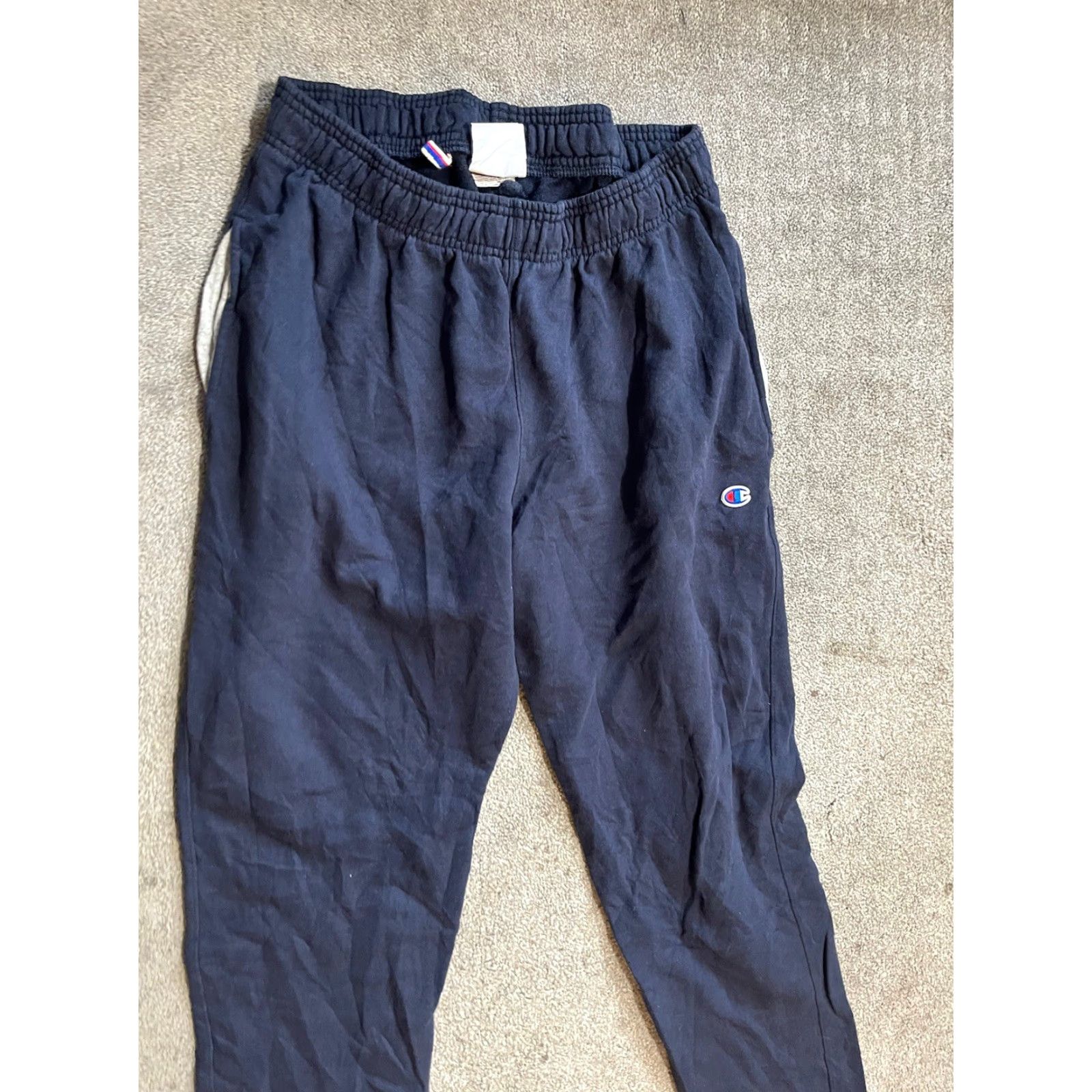 Champion Champion Sweatpants Men’s Large Authentic Straight Pocket Logo Navy Blue Cotton Pants Regular Relaxed Size US 33 - 2 Thumbnail