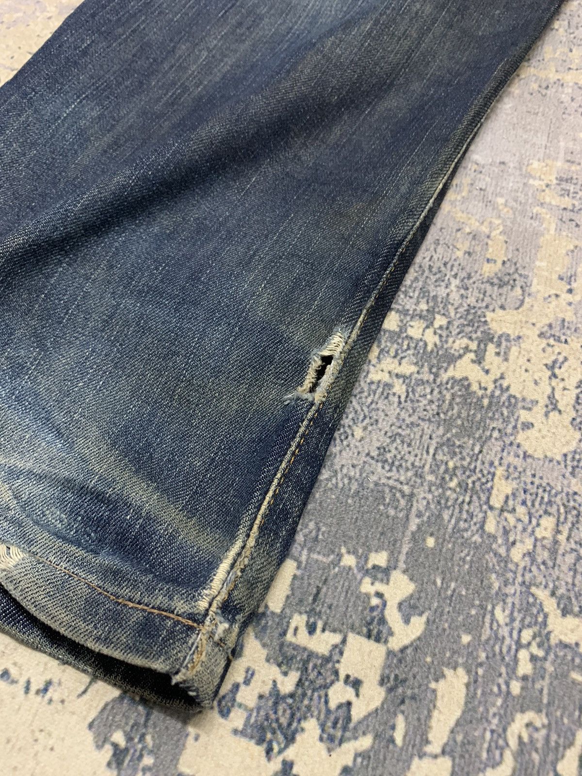 Japanese Brand Edwin 505 Distressed Mud Wash Denim Jeans Size US 37 - 14 Thumbnail