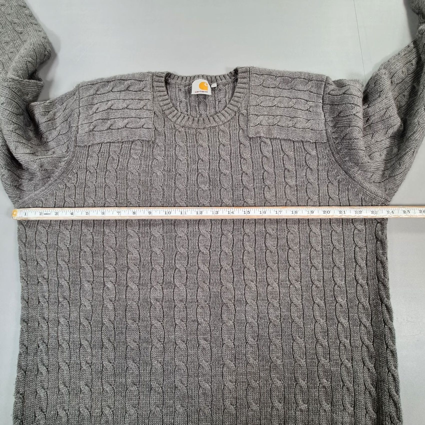 Carhartt Carhartt Mens Jumper Grey XL Cable Knit Wool Blend Pullover Size US XL / EU 56 / 4 - 7 Thumbnail