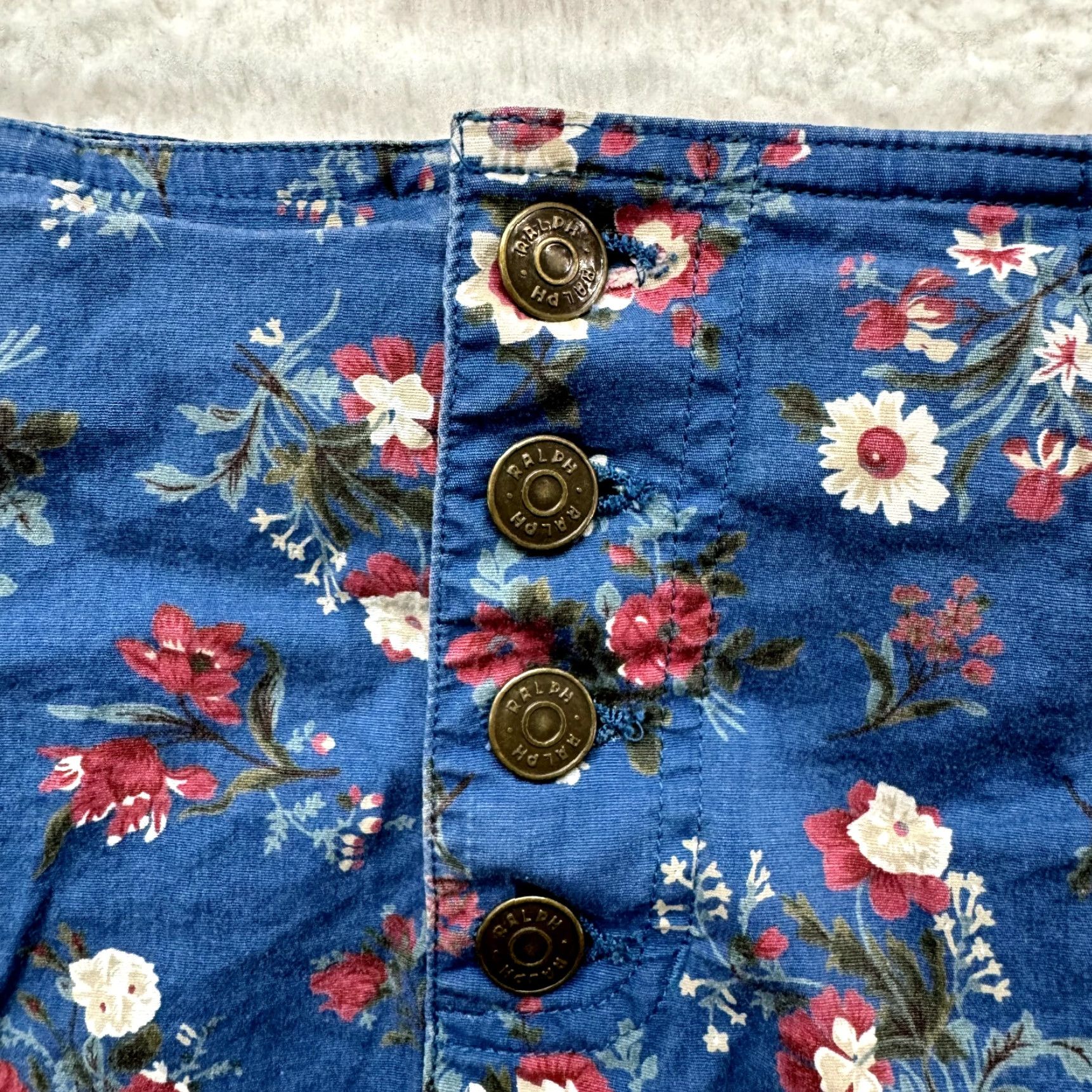 Ralph Lauren VINTAGE Ralph Lauren Mini Skirt 6 27 Medium Blue Ditsy Floral 70s Western Boho Mens Girls Womens Size 28" / US 6 / IT 42 - 3 Thumbnail