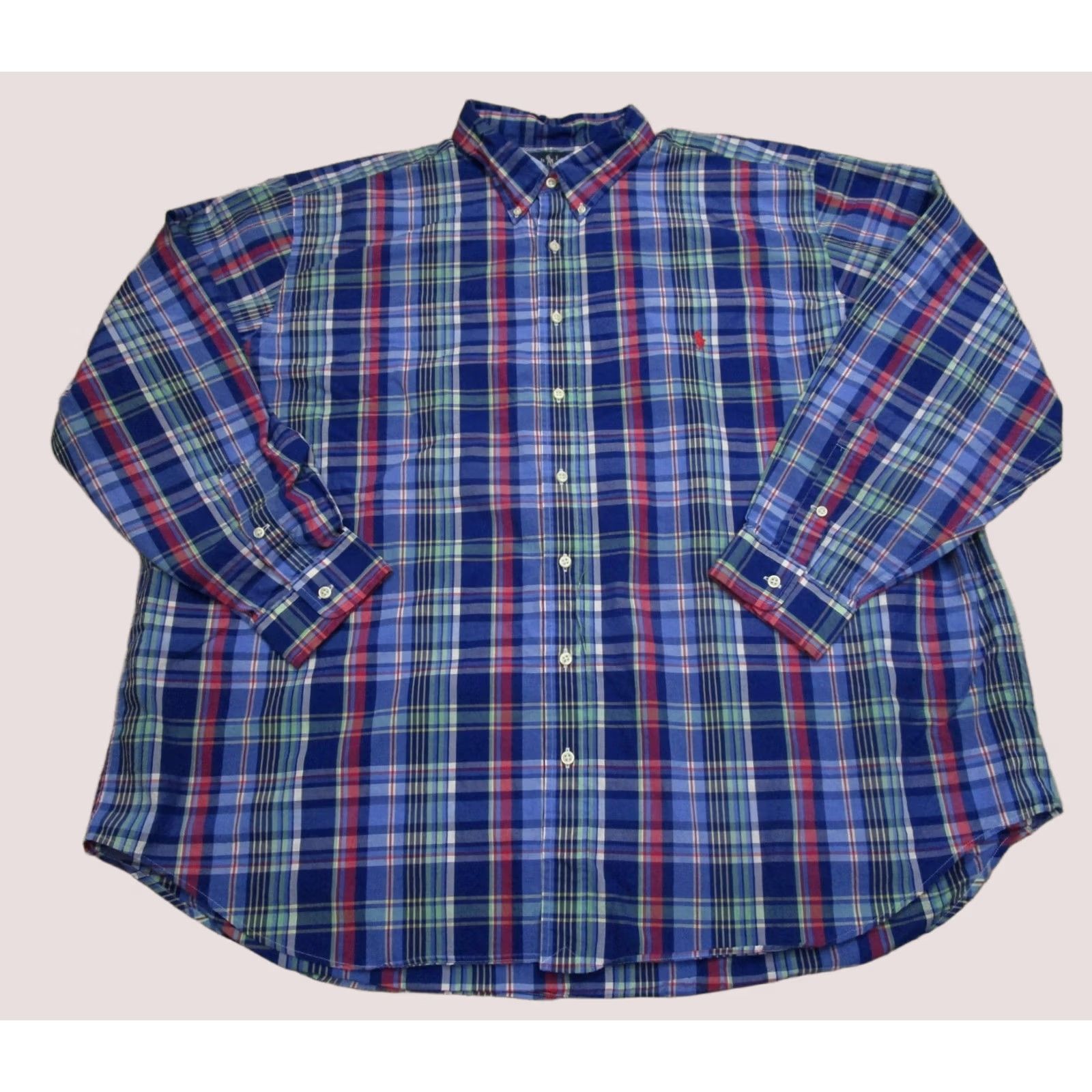 Ralph Lauren Ralph Lauren Shirt Men Big 3X Blue Plaid Long Sleeve Button-Down Classic Pony Shirt Size US XXL / EU 58 / 5 - 1 Thumbnail