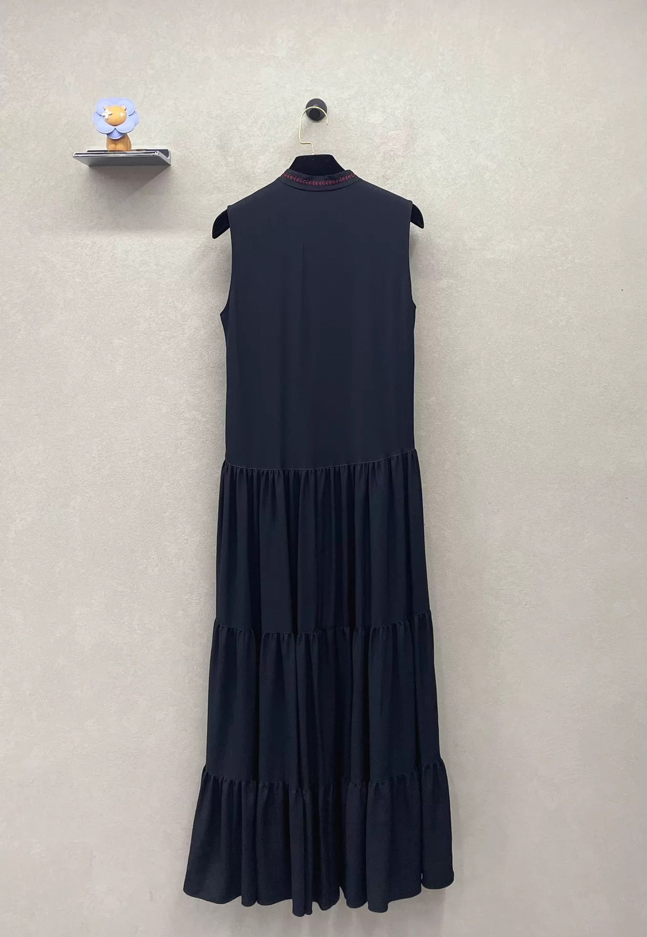 Chloe Chloé Women's Sleeveless Long Black Dress Red Line Detail Size XS / US 0-2 / IT 36-38 - 3 Thumbnail