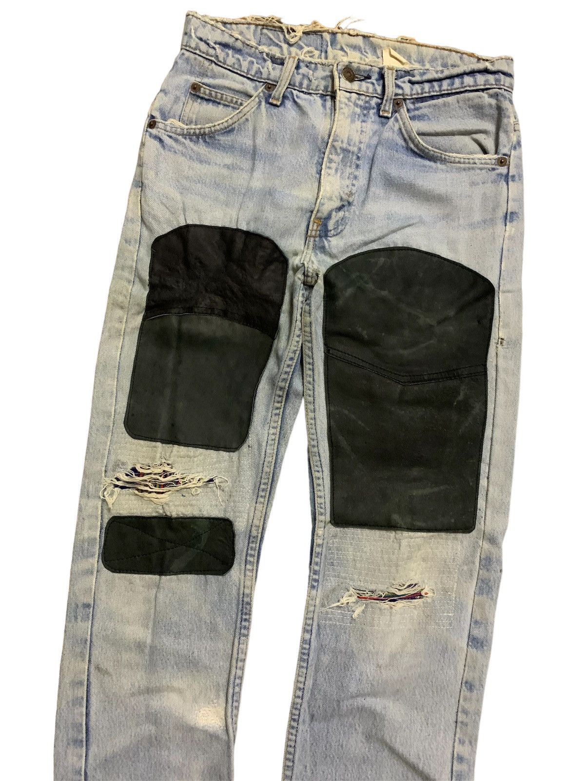 Handmade 🔥Vintage Levi’s 505 Oren Tab Handmade Patchwork Leather Size US 28 / EU 44 - 2 Thumbnail
