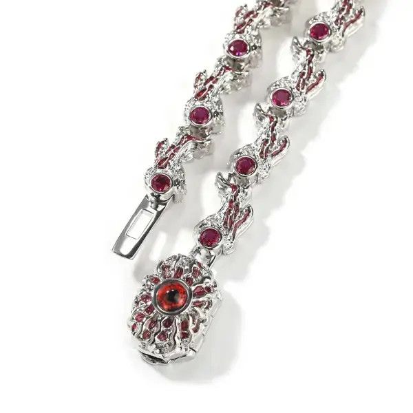 Jewelry Kizuki x Ayano Iced Out Silver Color Red Eyes Chain Necklace Size ONE SIZE - 5 Thumbnail