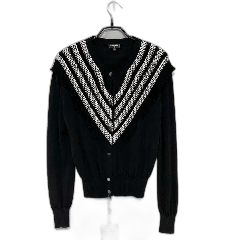 Chanel Chanel Black Cardigan with Chain Detail -2505 Size US M / EU 48-50 / 2 - 1 Thumbnail