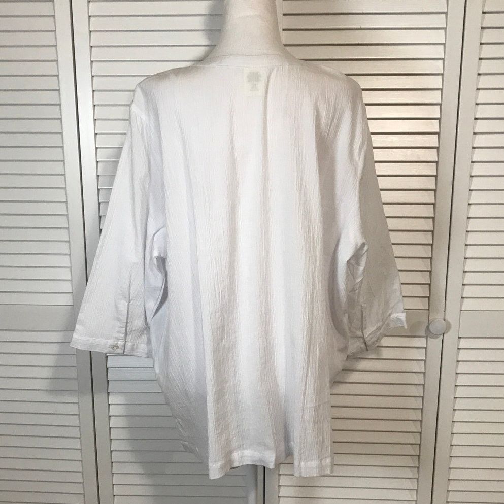 Blair Blair White Y2K Front Tie Relaxed Fit Tunic Women 2XL Size XXL / US 16-18 / IT 52-54 - 2 Thumbnail