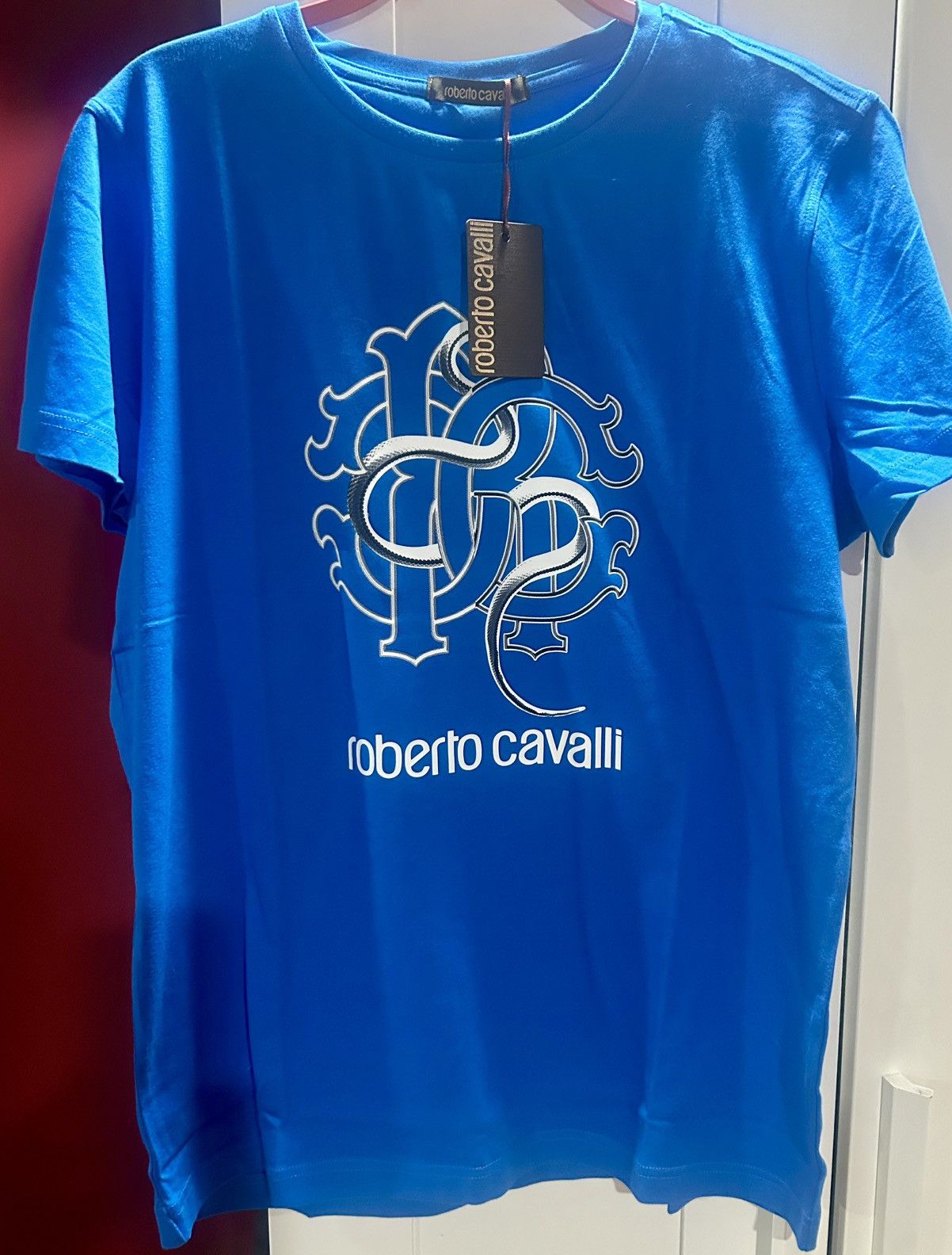 Roberto Cavalli Roberto Cavalli - Snake Logo Monogram Tee “Blue” Size XL Size US XL / EU 56 / 4 - 18 Thumbnail