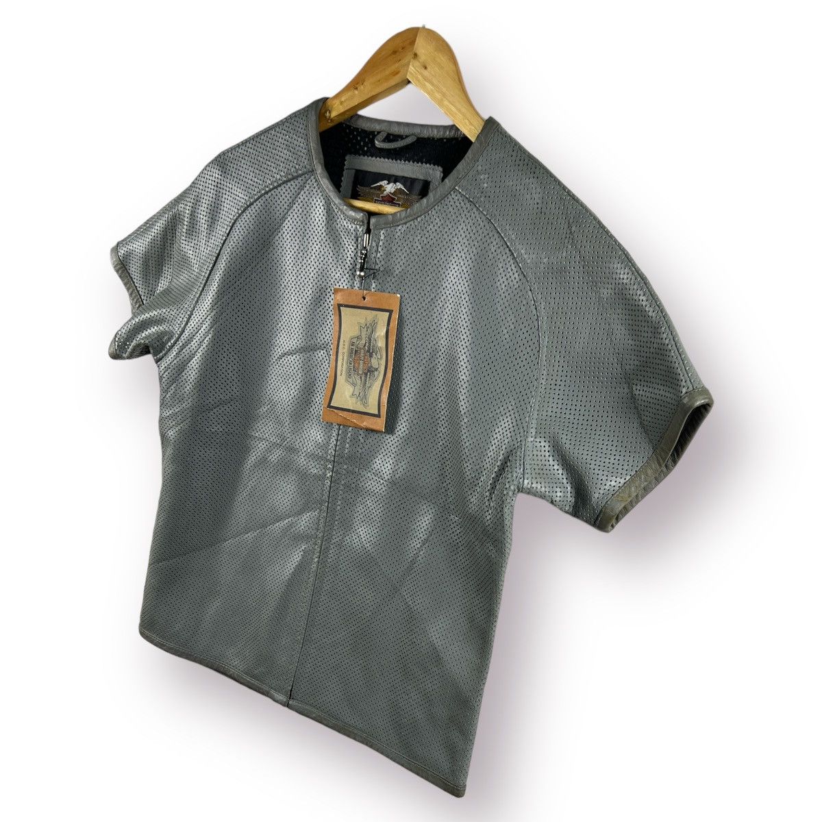 Harley Davidson 🔥 MESH HARLEY-DAVIDSON CROP LADIES MOTOR JACKET LEATHER - L Size M / US 6-8 / IT 42-44 - 2 Thumbnail