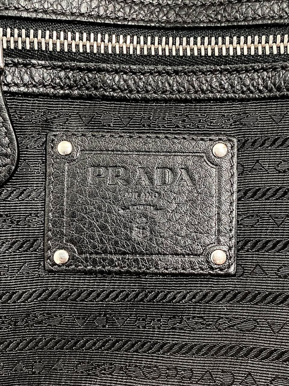 Prada Prada Logo Black Leather Vitello Daino Hobo Shoulder Bag Size ONE SIZE - 15 Thumbnail