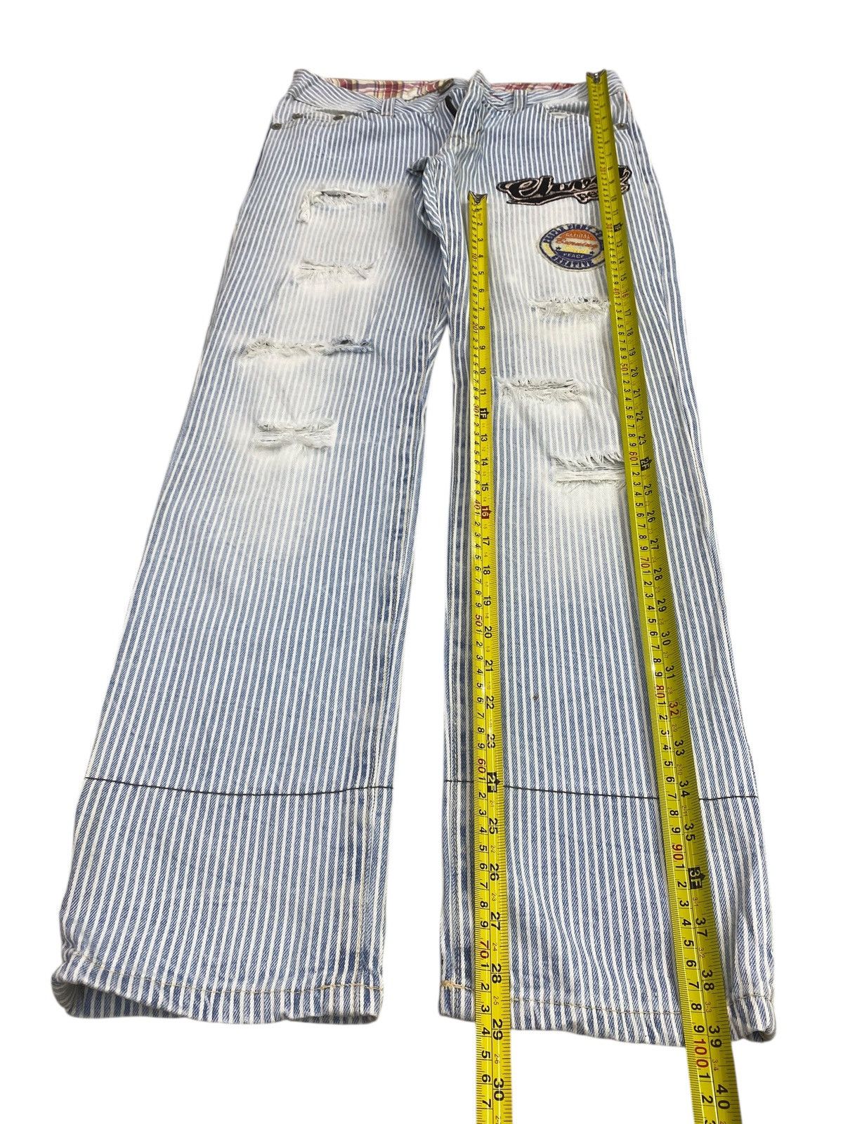 Other Japanese Brand Stripe Distressed Style Loose Jeans Size US 30 / EU 46 - 8 Thumbnail