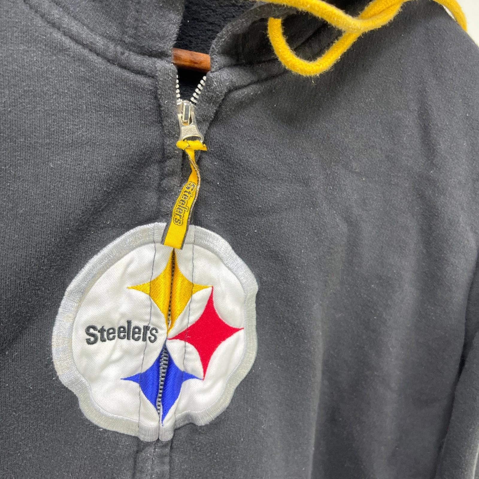 Reebok Vintage Pittsburgh Steelers Zip Up Hoodie Large Size ONE SIZE - 3 Thumbnail