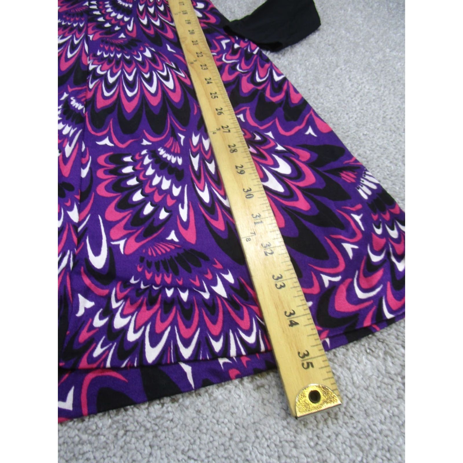 Trina Turk Trina Turk Purple Geometric Bodycon Dress Long Sleeve Women's 0 Stretch Knee Length Size XS / US 0-2 / IT 36-38 - 4 Thumbnail