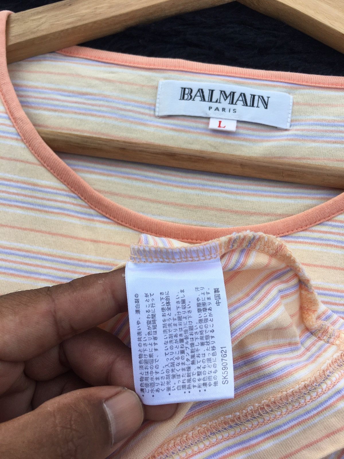 Balmain Rare Vintage BALMAIN Stripes Tshirt Size US L / EU 52-54 / 3 - 12 Thumbnail