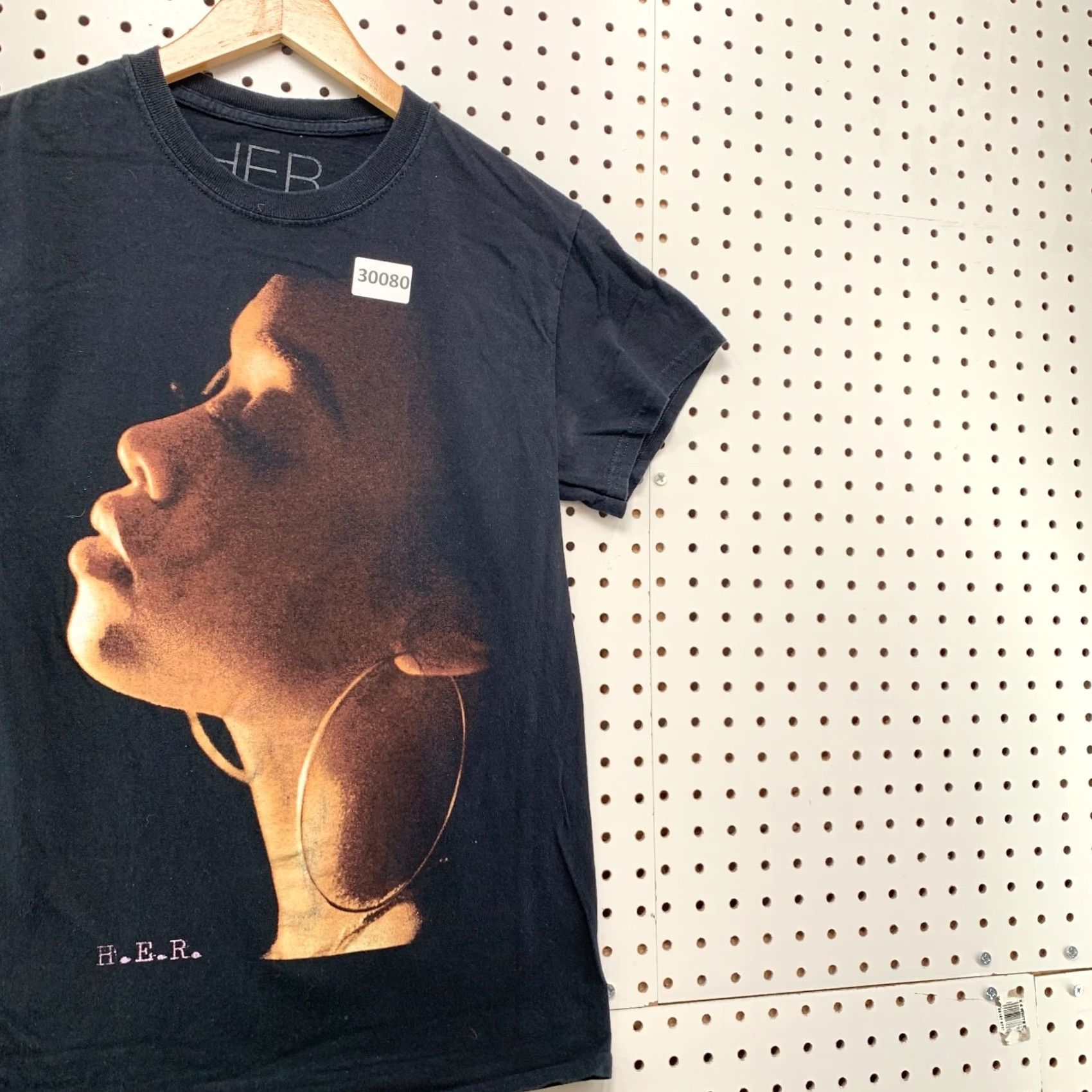 Vintage Hers Black Womens Portrait Graphic T-Shirt Small Size S / US 4 / IT 40 - 4 Thumbnail