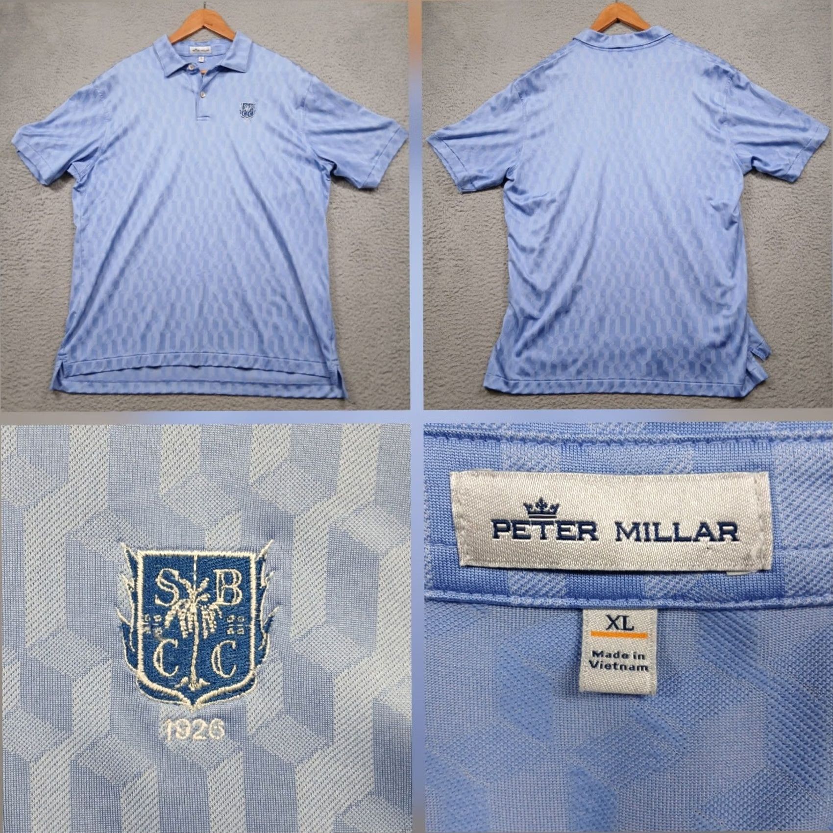 Peter Millar Peter Millar SBCC Golf Polo Shirt Men XL Blue Geometric Pattern 1926 Logo Size US XL / EU 56 / 4 - 2 Thumbnail