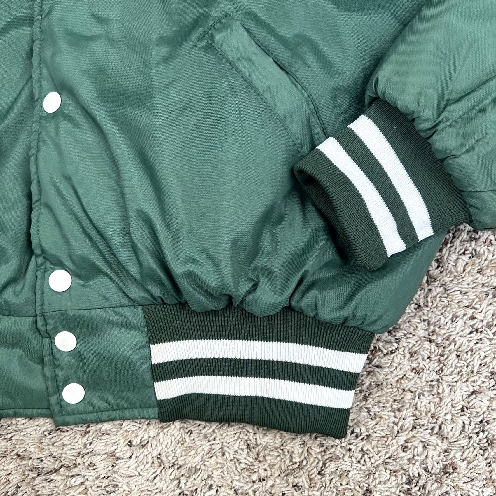 Holloway VINTAGE Holloway Jacket Bomber Nylon Green 90s Piping Snap Button XL Mens Size US XL / EU 56 / 4 - 5 Thumbnail