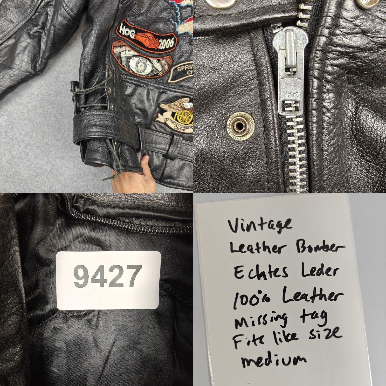 Harley Davidson VINTAGE Harley-Davidson Jacket Mens M Black Leather Biker HOG Patches Size US M / EU 48-50 / 2 - 9 Thumbnail
