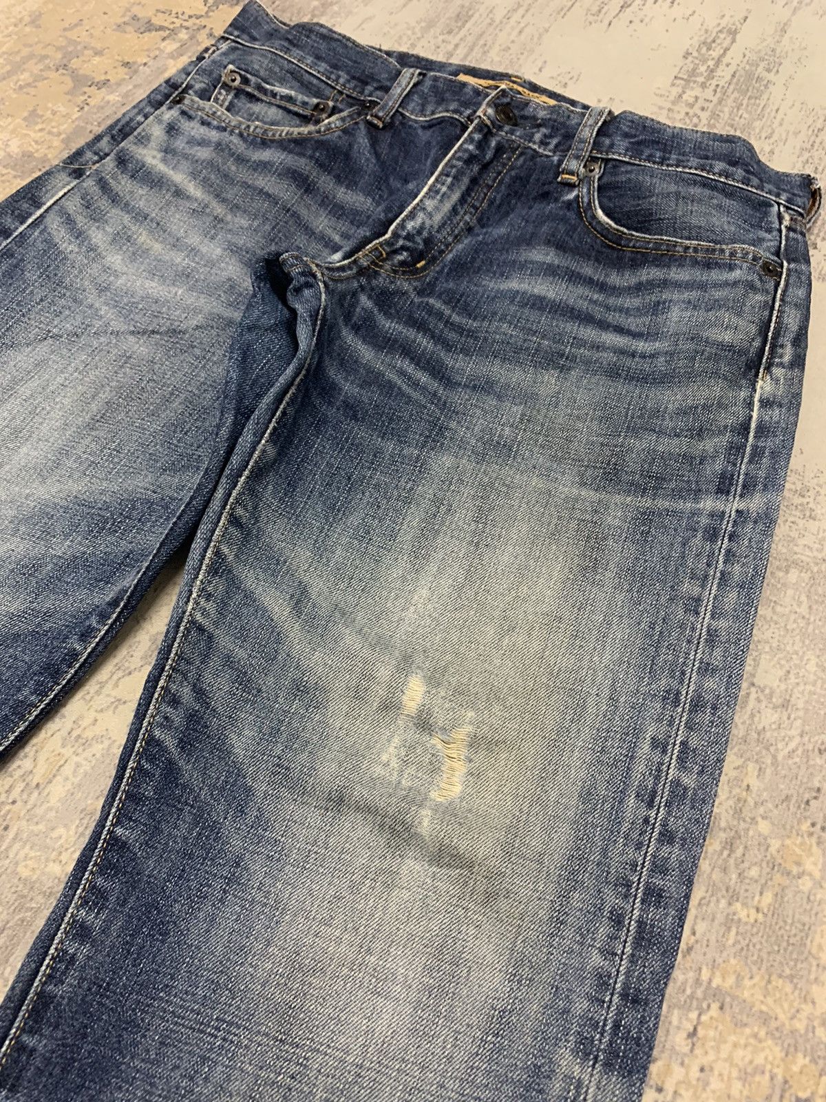Japanese Brand Vtg Uniqlo S001 Kaihara Japanese Distressed Denim Jeans W32 Size US 32 / EU 48 - 6 Thumbnail