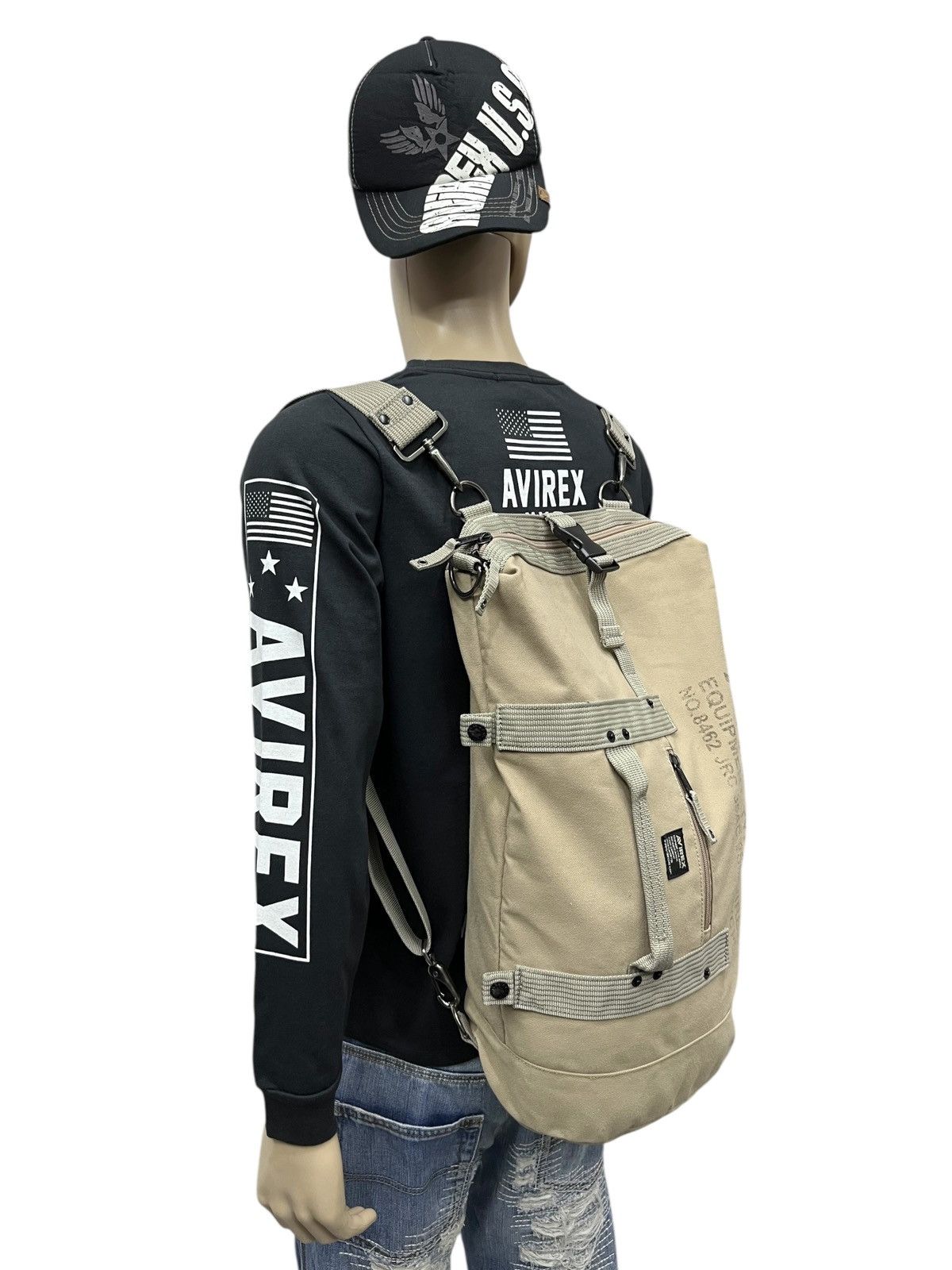 Avirex VERY RARE🔥Vintage AVIREX Multiway Canvas Bagpack Crossbody Size ONE SIZE - 8 Thumbnail