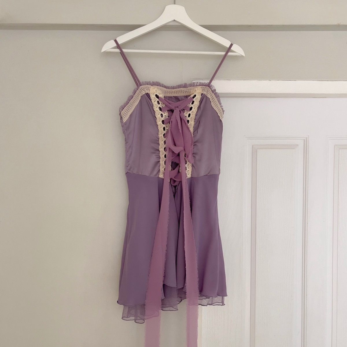 Other Romantic Y2K Purple Satin & Chiffon Mini Dress (S–M) Size M / US 6-8 / IT 42-44 - 7 Thumbnail