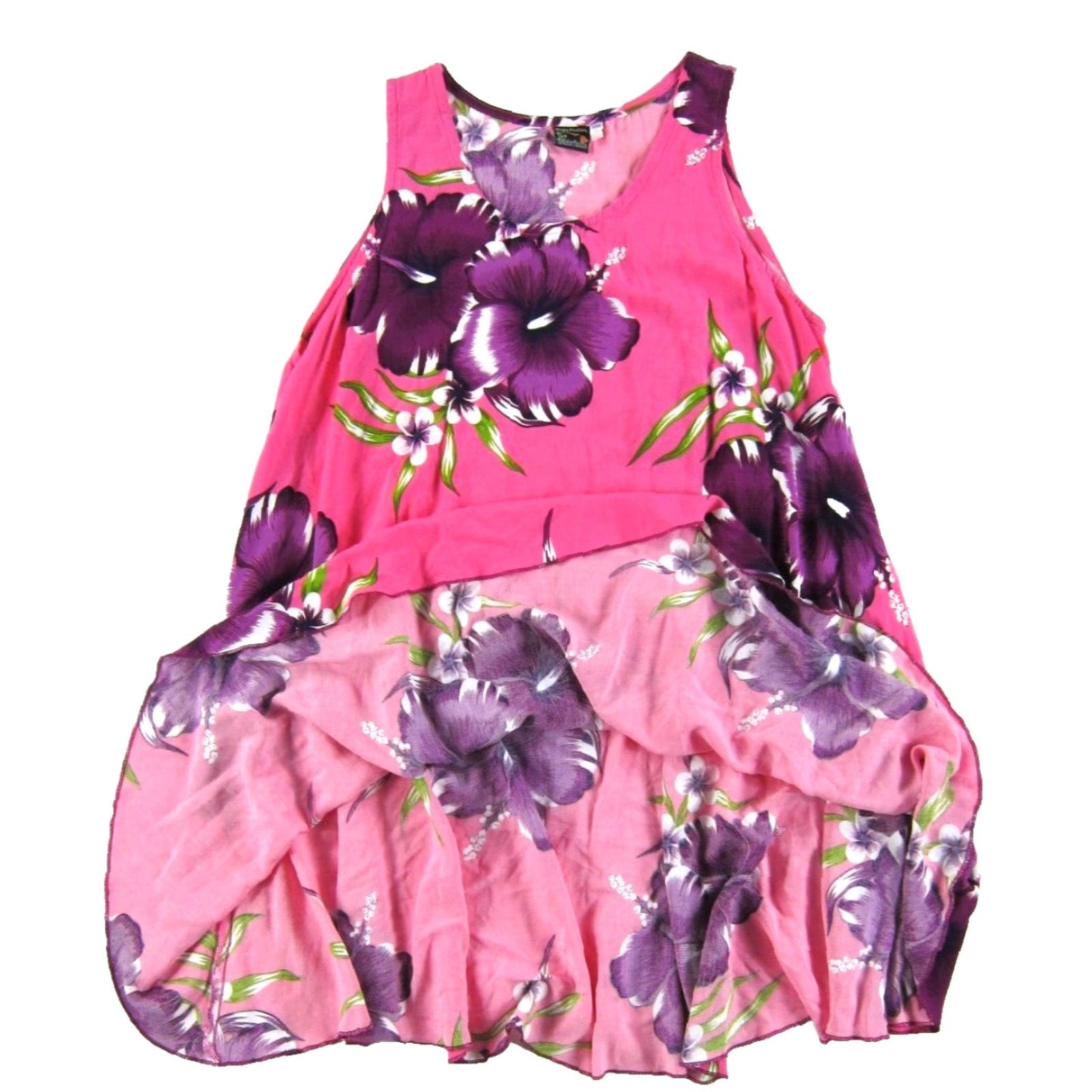 ALOHAS VTG Aloha Fashion 100% Rayon Pink Floral Hawaiian Tank Dress Large Size L / US 10 / IT 46 - 6 Thumbnail