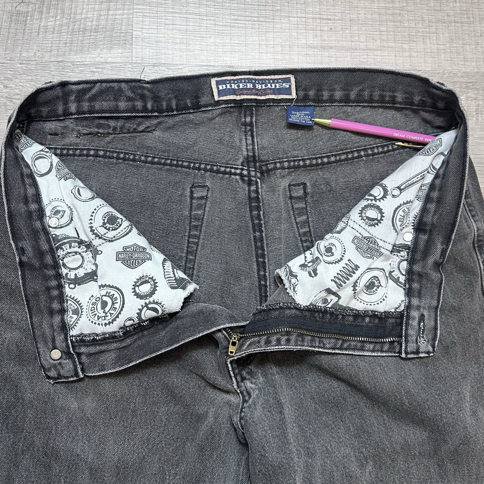Harley Davidson × Vintage Vintage Harley Davidson Biker Blues Jeans Mens Sz 38x30 Size US 38 / EU 54 - 5 Thumbnail