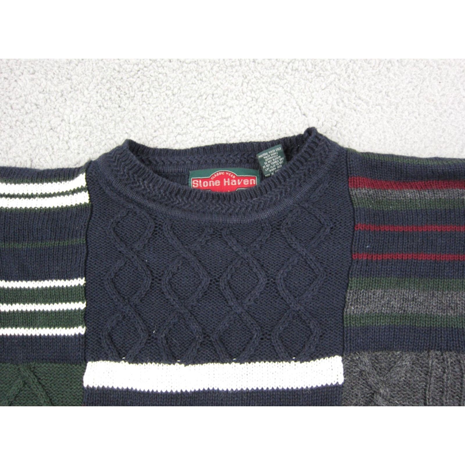 Vintage VINTAGE Stone Haven Sweater Mens L Blue Geometric Textured 80s Aztec Crew Neck Knit Pullover Size US L / EU 52-54 / 3 - 2 Thumbnail