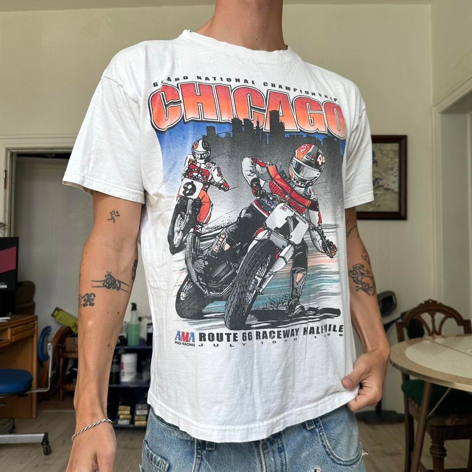 Vintage Vintage 90s BMX Chicago Moto Street Dirt Bike Graphic Shirt Size US L / EU 52-54 / 3 - 1 Thumbnail