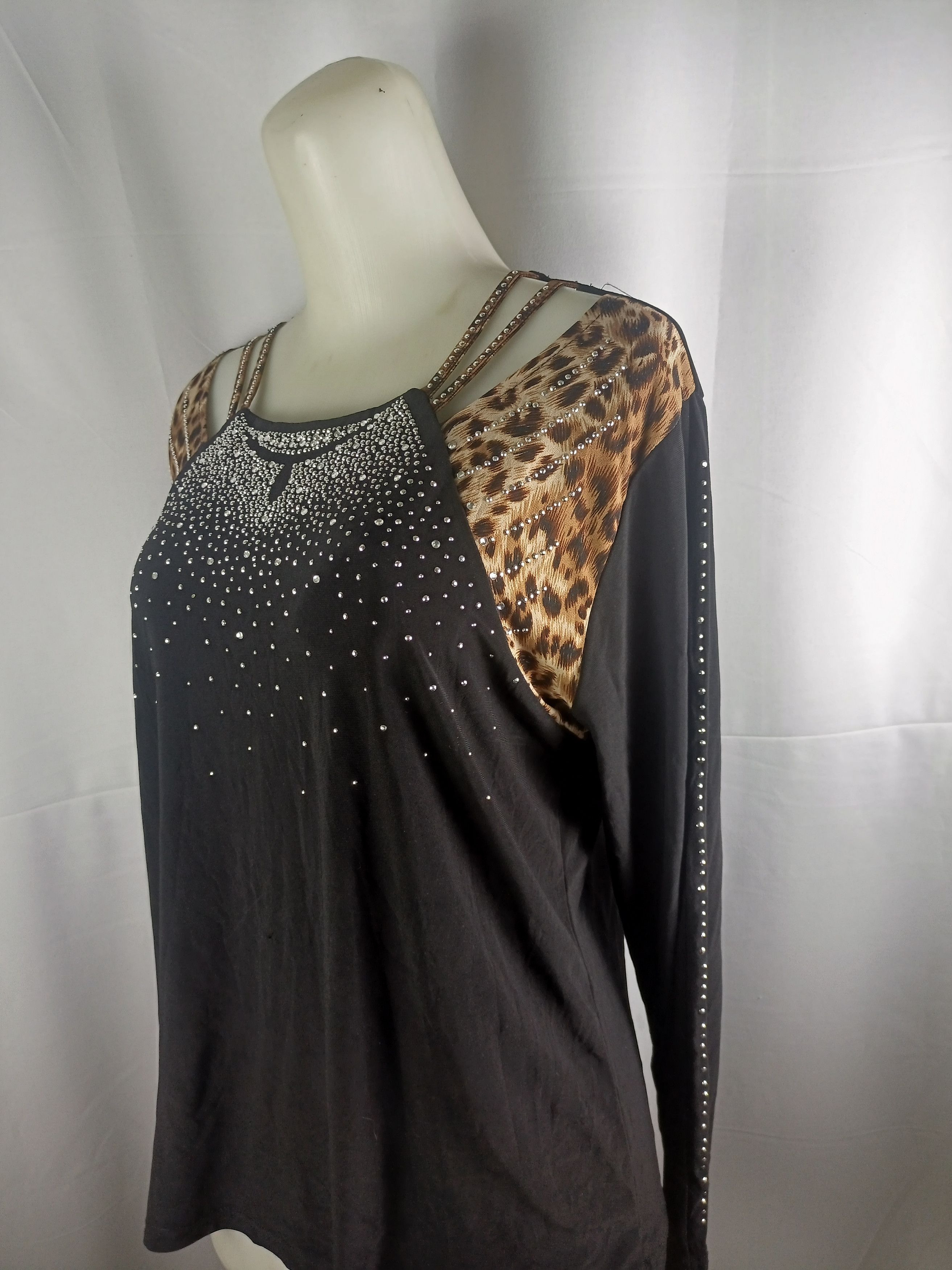 Japanese Brand × Vintage Women's Rhinestone Wave Top leopard print Size XXL / US 16-18 / IT 52-54 - 13 Thumbnail