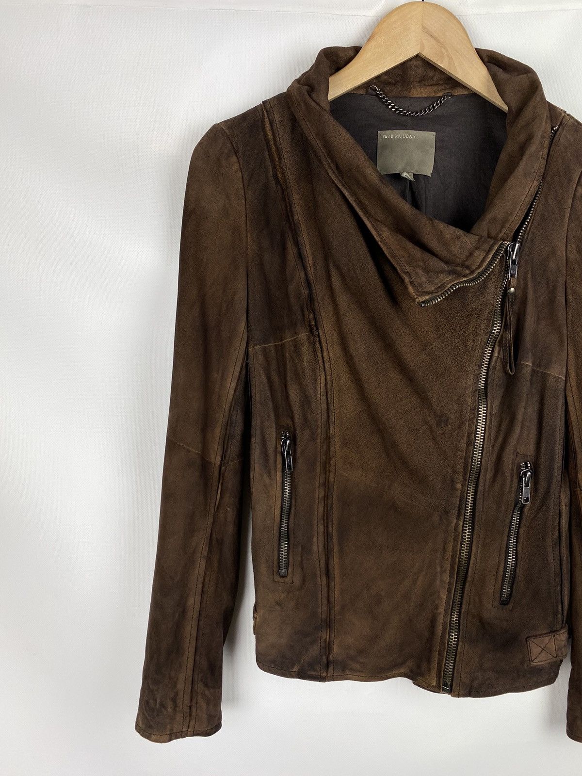 Designer × Muubaa Muubaa ladies goat suede avant-garde biker jacket Size M / US 6-8 / IT 42-44 - 2 Thumbnail