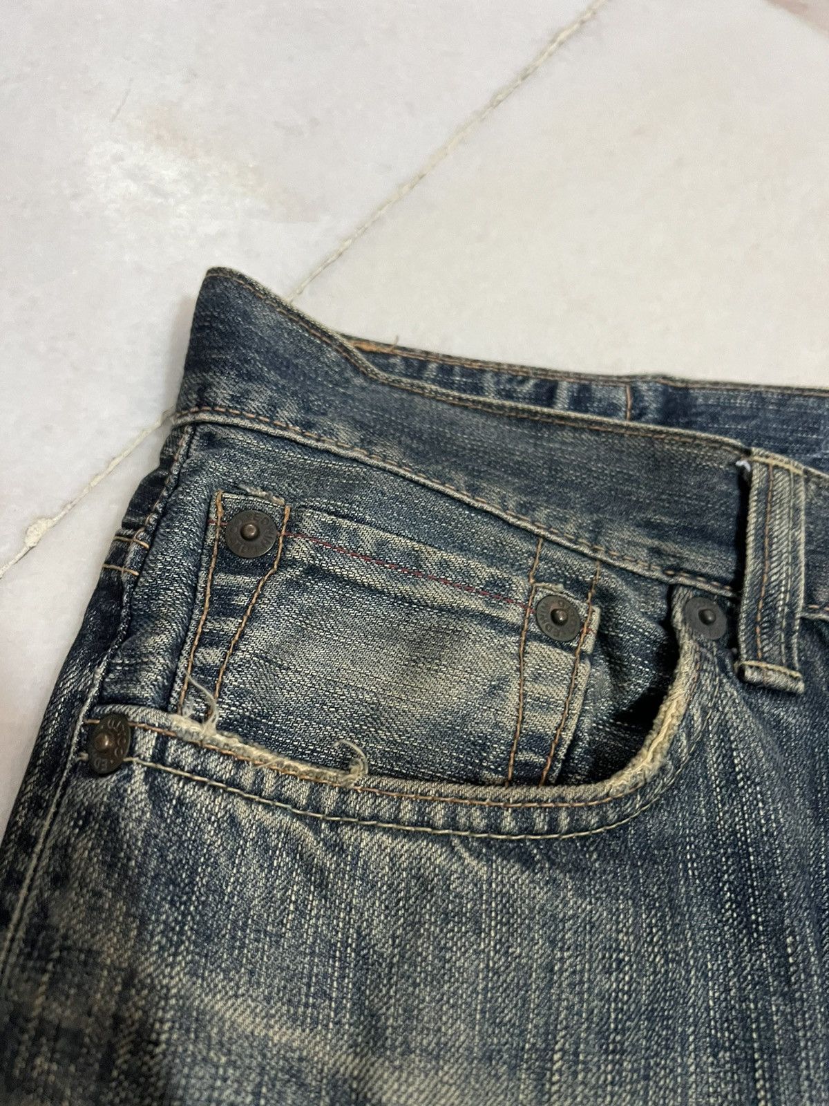 Edwin × If Six Was Nine 🌈Flare Vintage Edwin 503 Blue Trip Distressed Mud Wash Jean Size US 34 / EU 50 - 14 Thumbnail