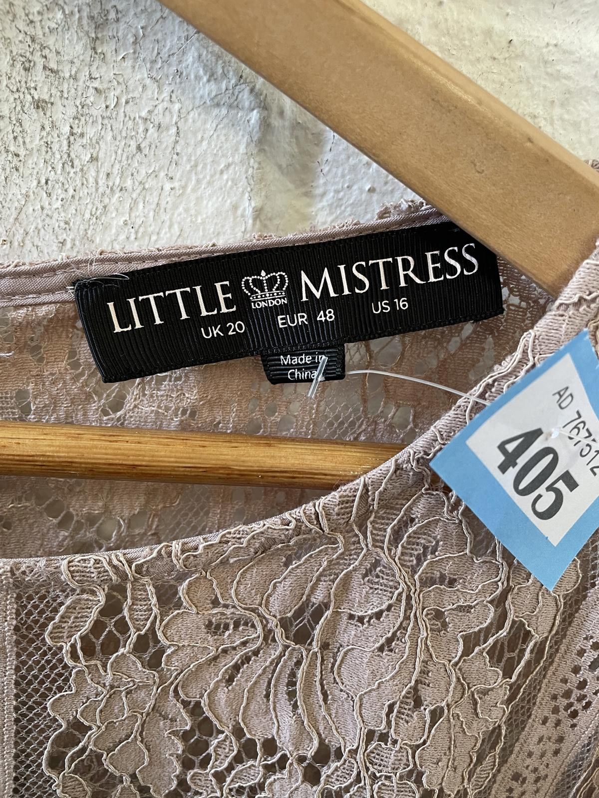 Designer Little Mistress Beige Lace Peplum Dress Size UK 20 / US 16 Size XXL / US 16-18 / IT 52-54 - 2 Thumbnail