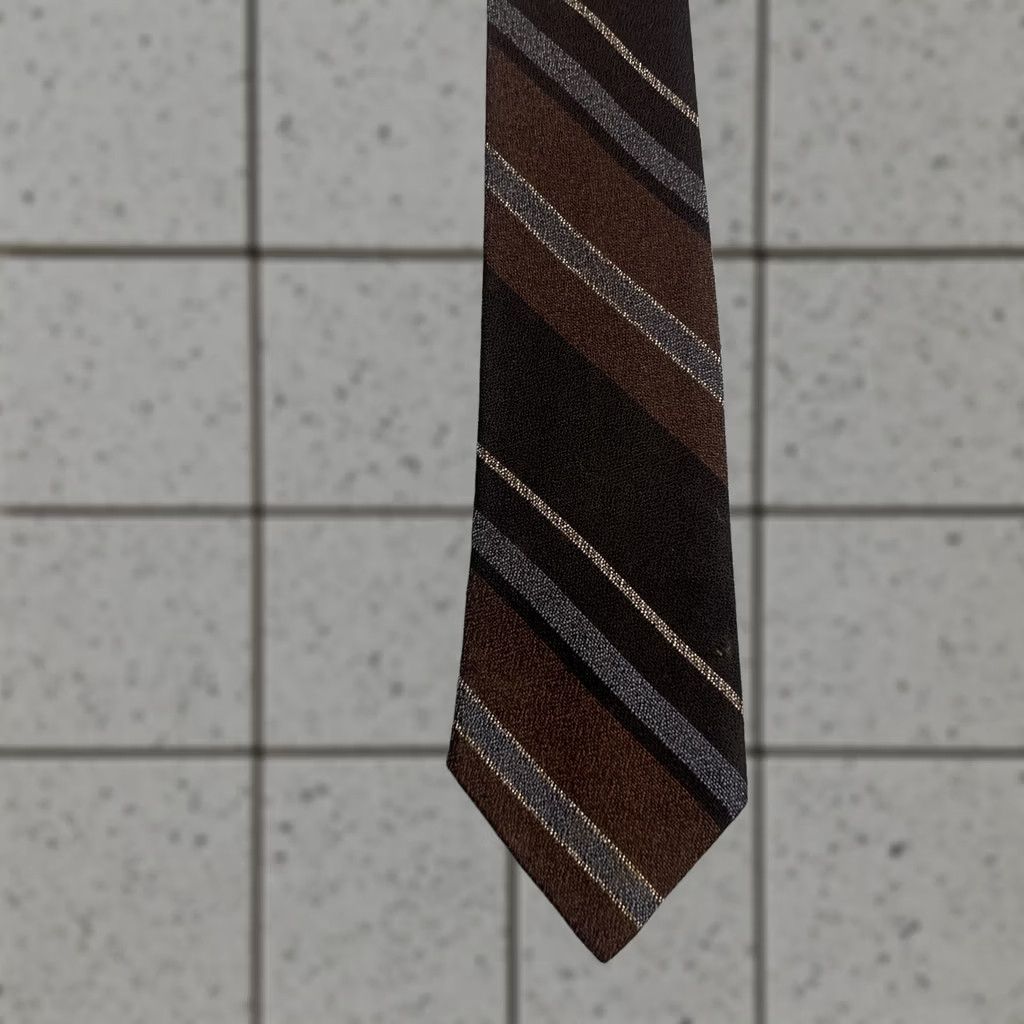 MCM VINTAGE 60s MCM Repp Tie Multi Skinny Stripe MadMen Business Brown Gray 2.5x56 Capsule Necktie) Size ONE SIZE - 1 Thumbnail