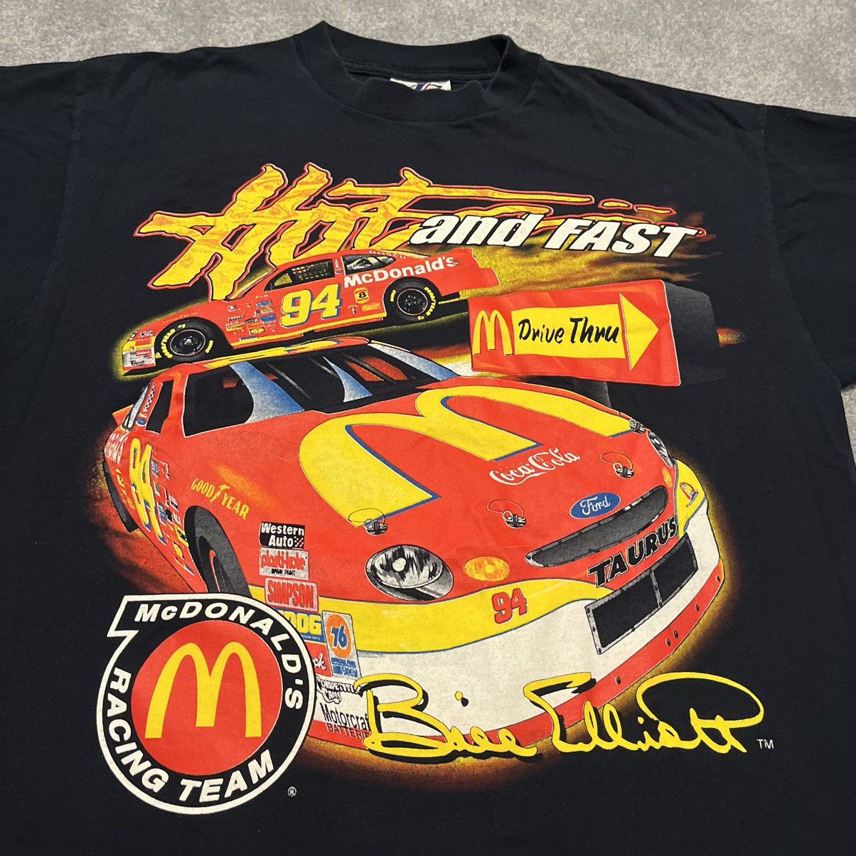 Vintage 2024 90s Bill Elliott McDonald's Racing 94 Graphic Crewneck Sweatshirt Tultex