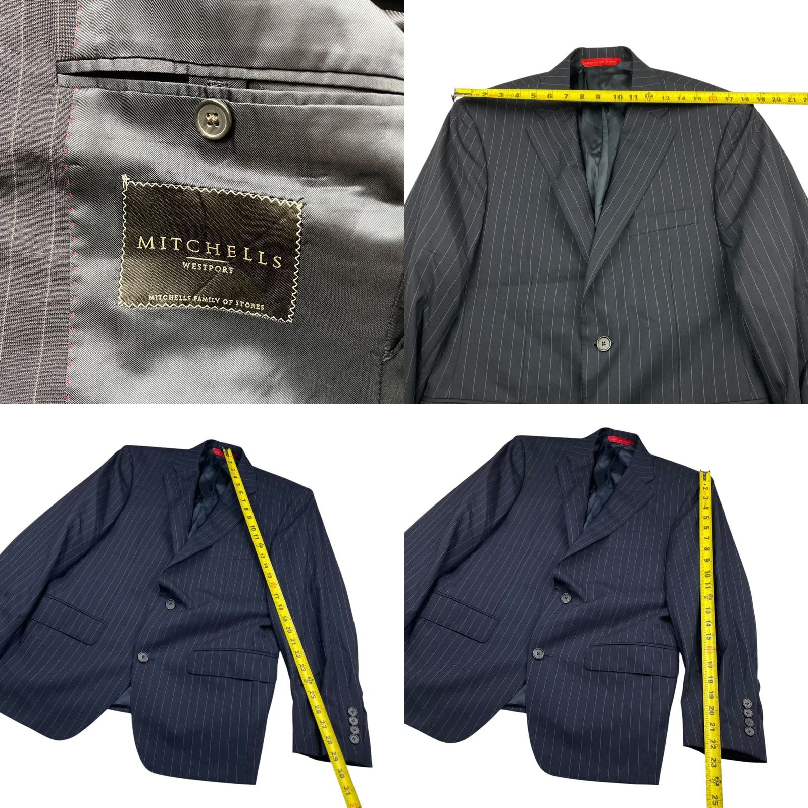 Vintage Samuelsohn Blazer Jacket Navy Blue Stripe 2-Button 42XS Wool Single-Breasted Notch Lapel Mens Regular Short Vintage: No Size 42R - 8 Thumbnail