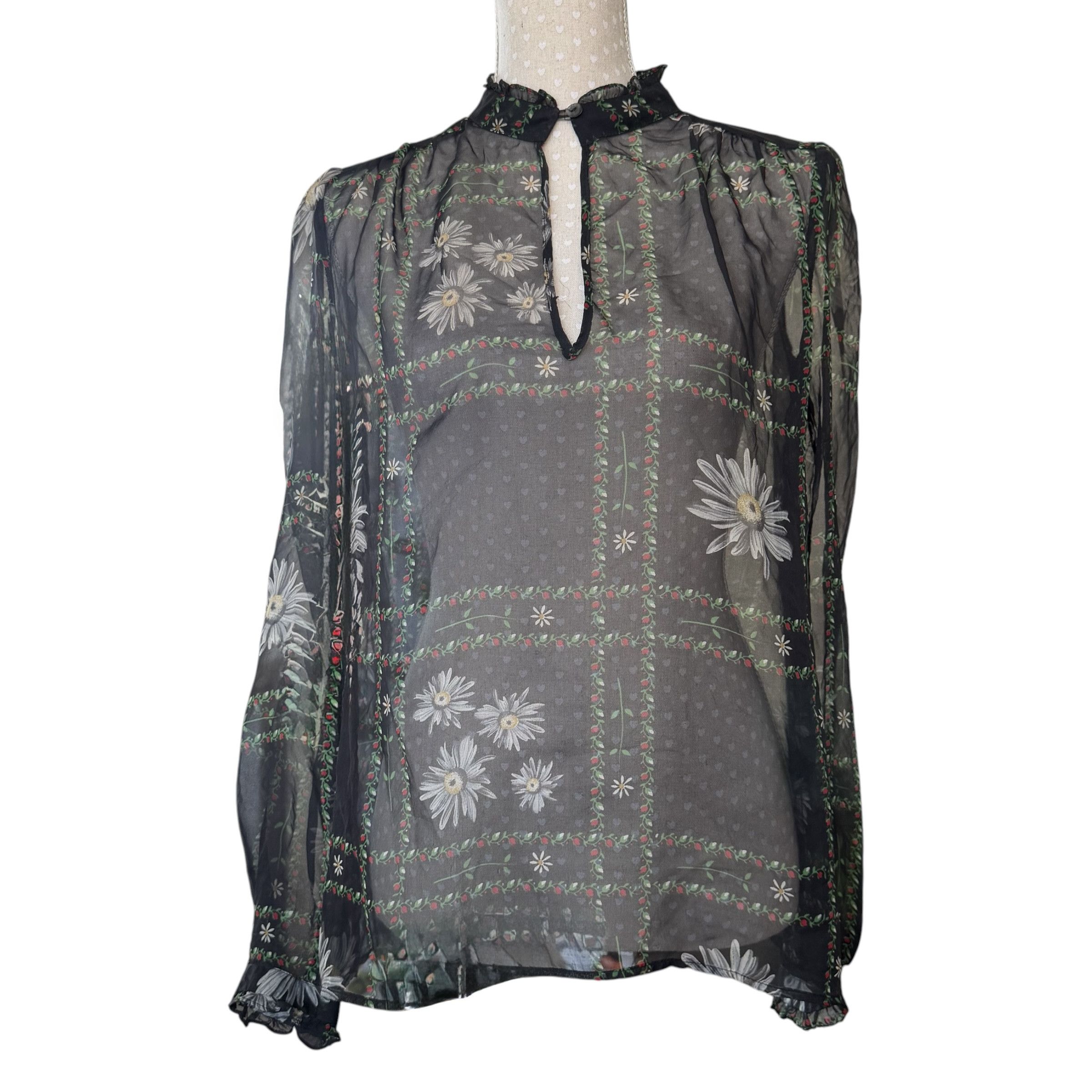 Dolce & Gabbana DOLCE & GABBANA SILK BLOUSE WITH FLOWERS Size S / US 4 / IT 40 - 1 Thumbnail