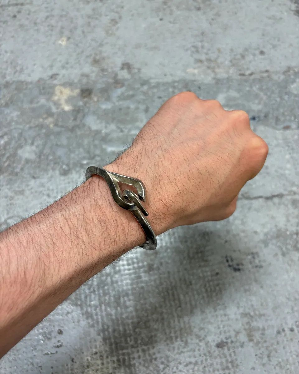 Saint Laurent Paris Saint Laurent Modern Silver Sculpture Bracelet Size ONE SIZE - 1 Thumbnail