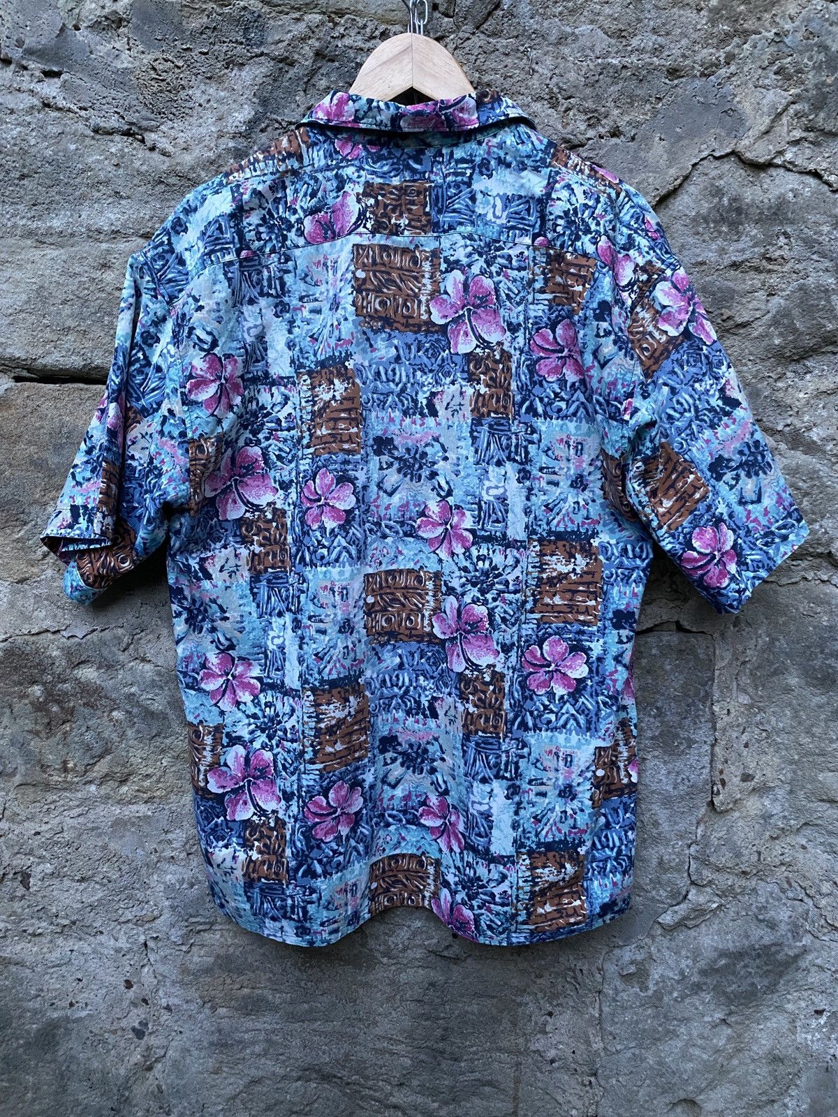 Vintage Blue Vintage Hawaiian Short Sleeve Shirt Floral Leaves Size US L / EU 52-54 / 3 - 8 Thumbnail