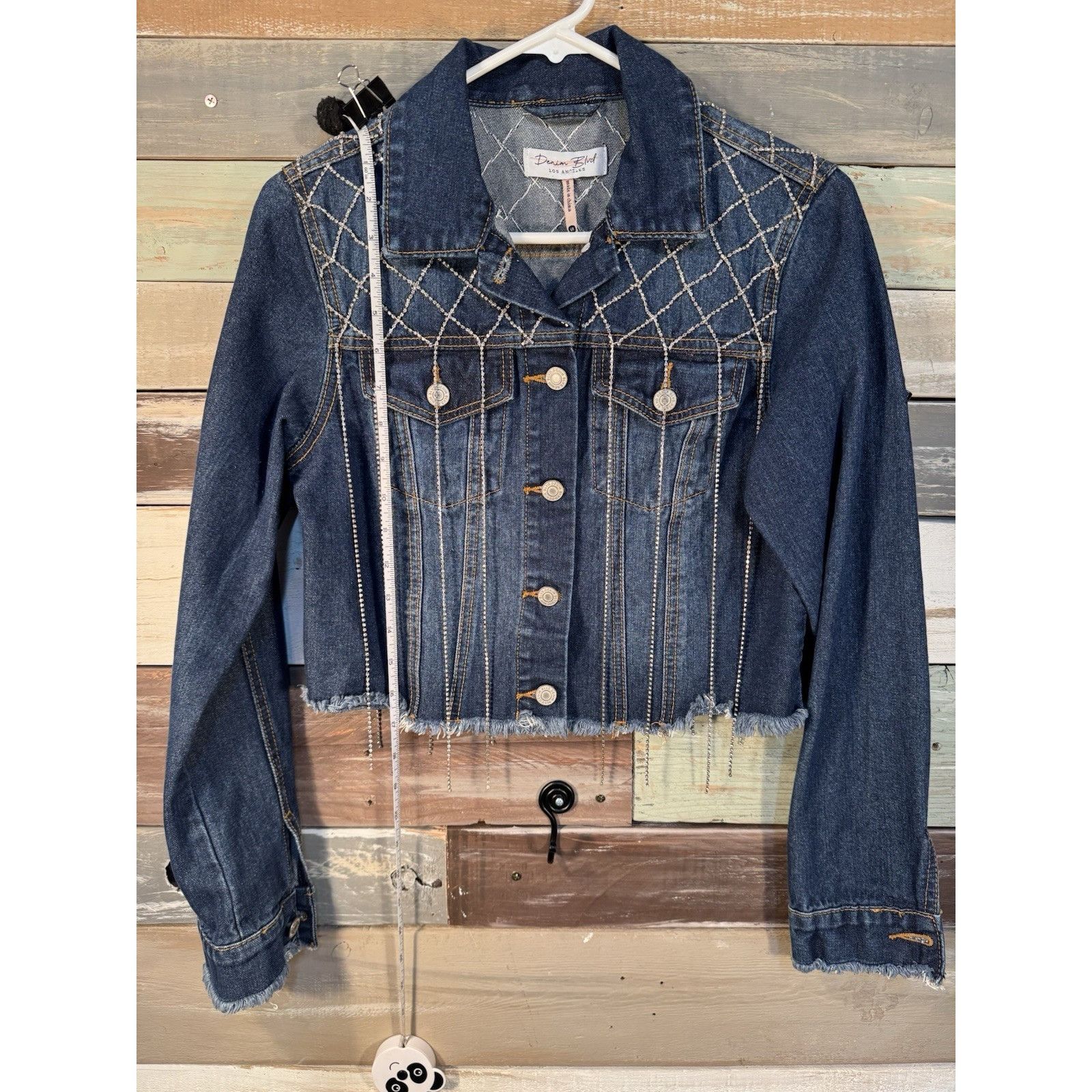 Levi's Denim Blvd Blue Jean Rhinestone Crystal Jacket Women's SMALL Size S / US 4 / IT 40 - 6 Thumbnail