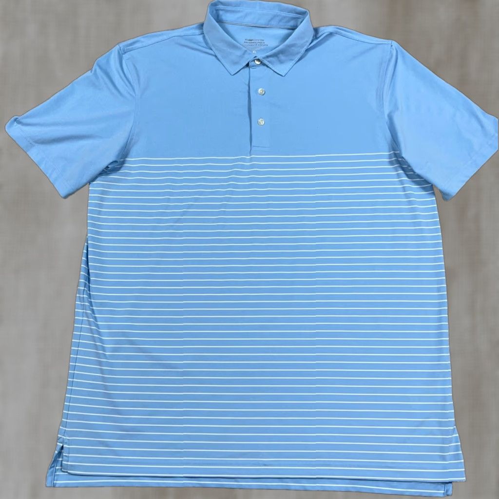 Vineyard Vines Vineyard Vines Polo Shirt Men XL Light Blue Striped Performance Palmero OTG Size US XL / EU 56 / 4 - 1 Thumbnail