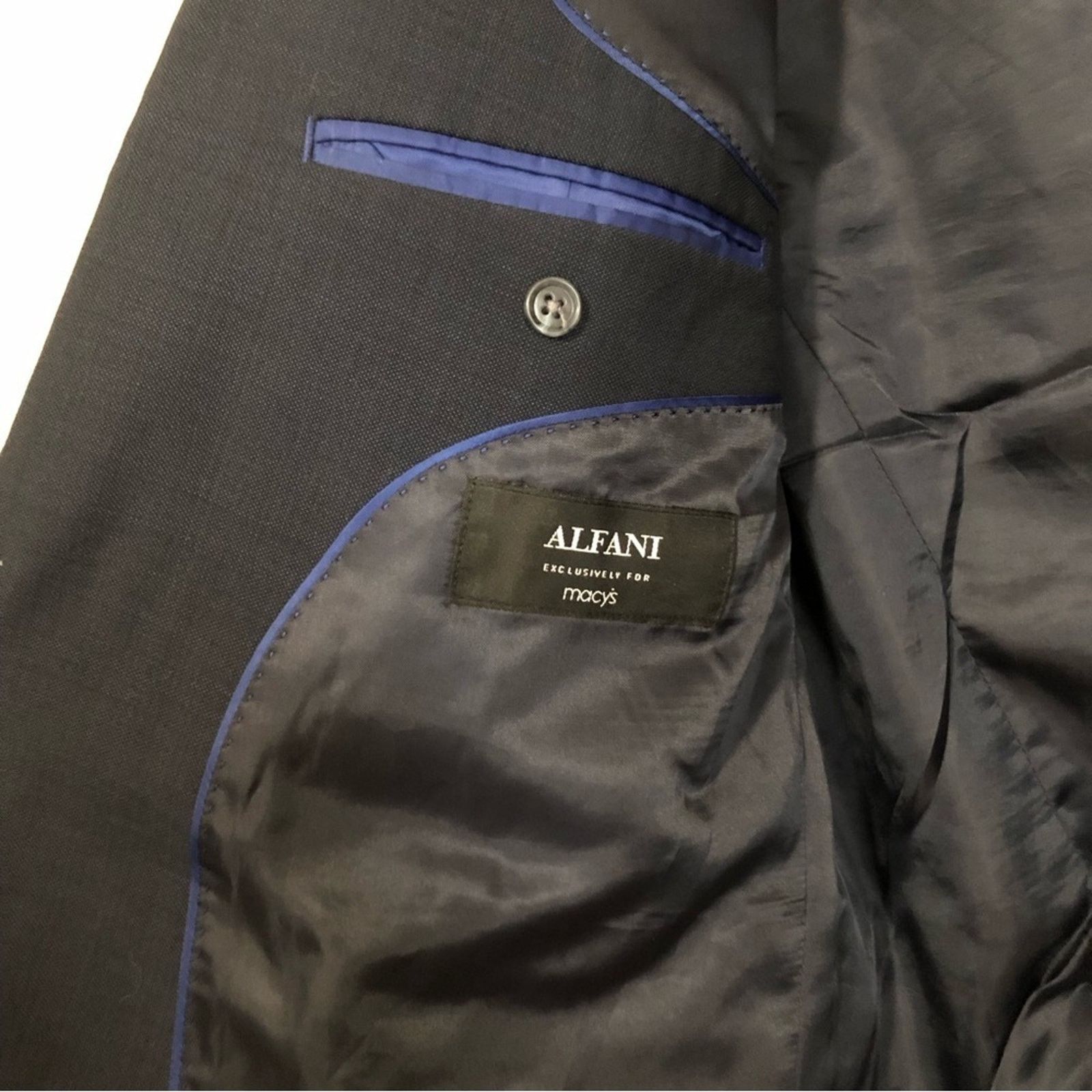 Alfani Alfani Classic Fit Dark Navy Blue Two Button Suit Jacket Size 44R - 7 Thumbnail