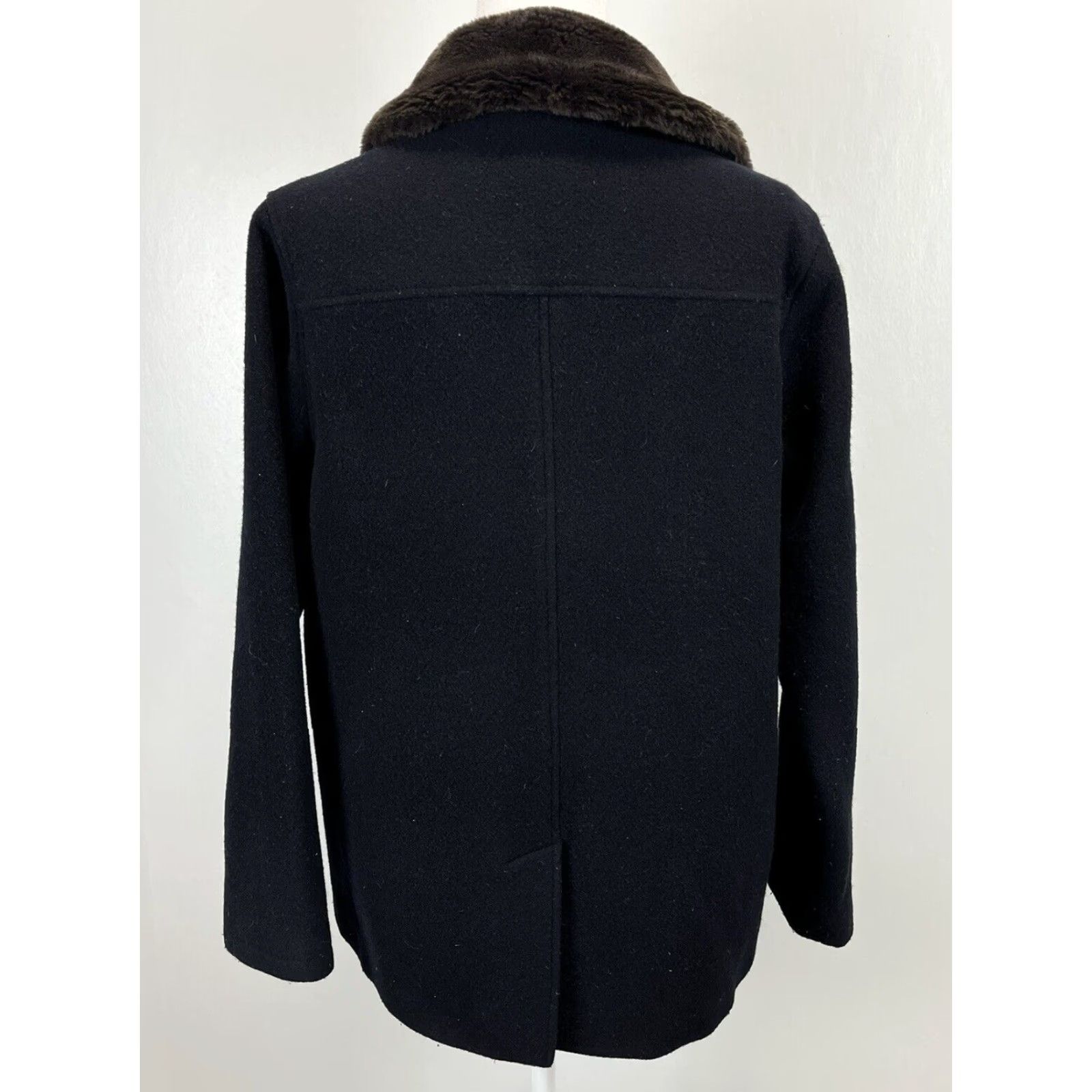 American Eagle Outfitters VINTAGE American Eagle Wool Blend Coat Jacket Blue Womens Medium Faux Fur Collar Y2K Size M / US 6-8 / IT 42-44 - 2 Thumbnail