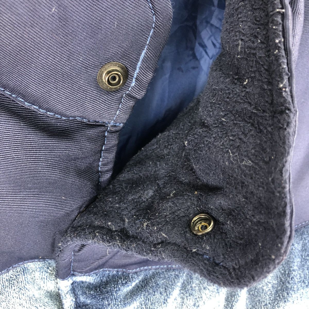 Japanese Brand Puffer Jacket Thrashed Fade Blue Indigo by Bayflow Size US M / EU 48-50 / 2 - 16 Thumbnail