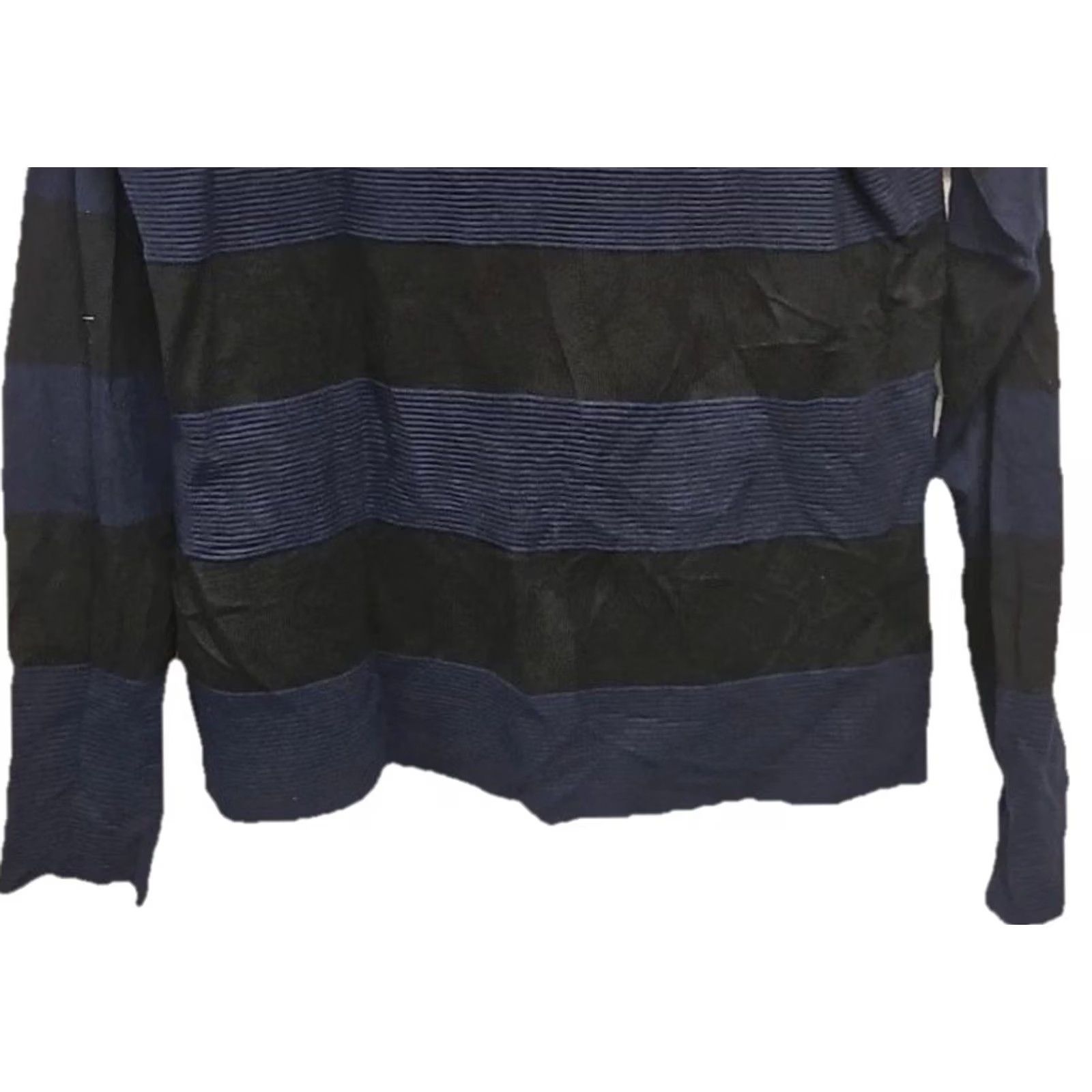 Vintage Melanie Lyne Knit Pullover Sweater XL Black Blue Striped Long Sleeve Lightweight Crew Neck Women Size XL / US 12-14 / IT 48-50 - 3 Thumbnail