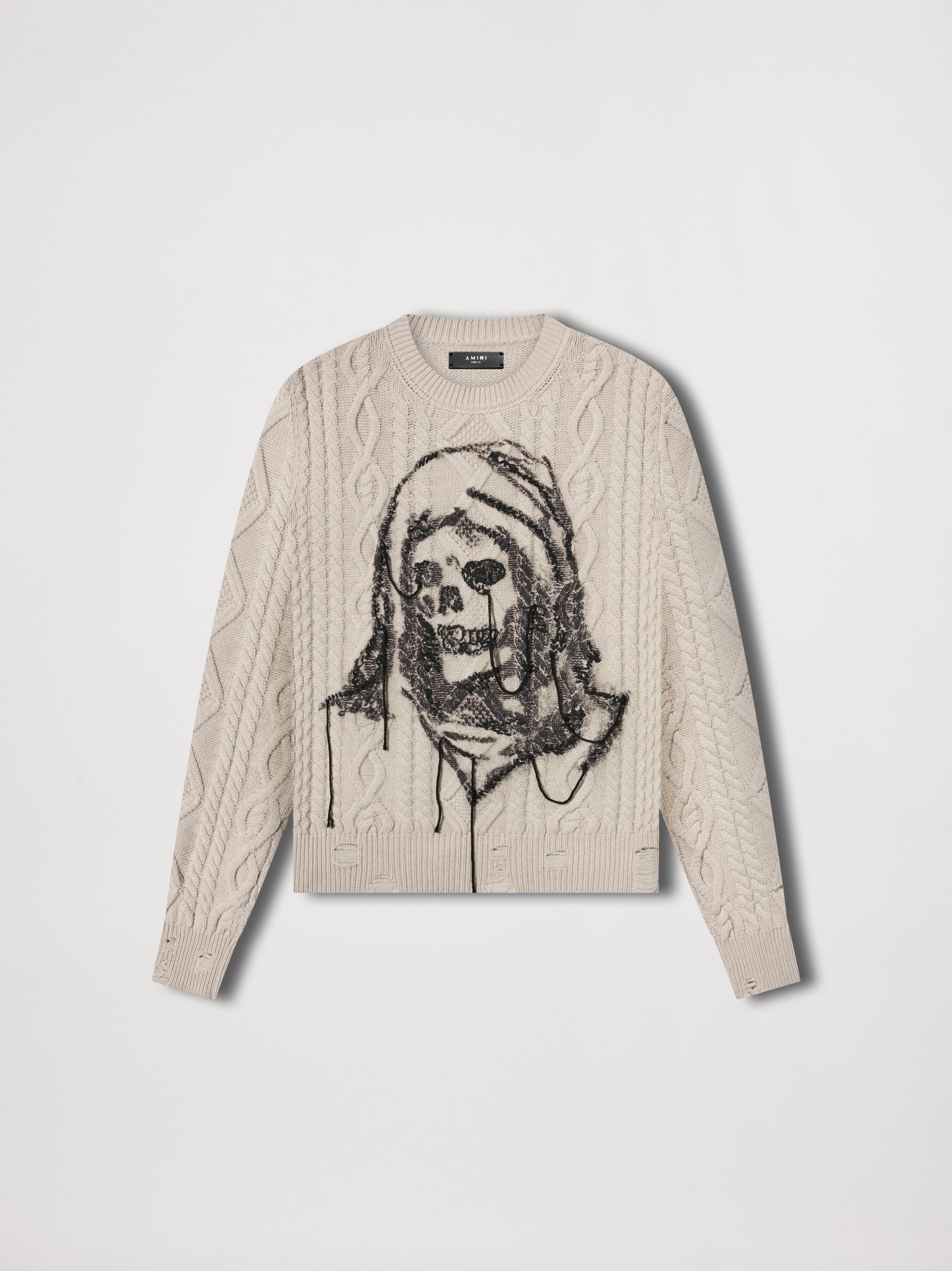 Amiri × Wes Lang o1w1db11224 Cable Reaper Crew Sweater in Beige Size US S / EU 44-46 / 1 - 1 Thumbnail