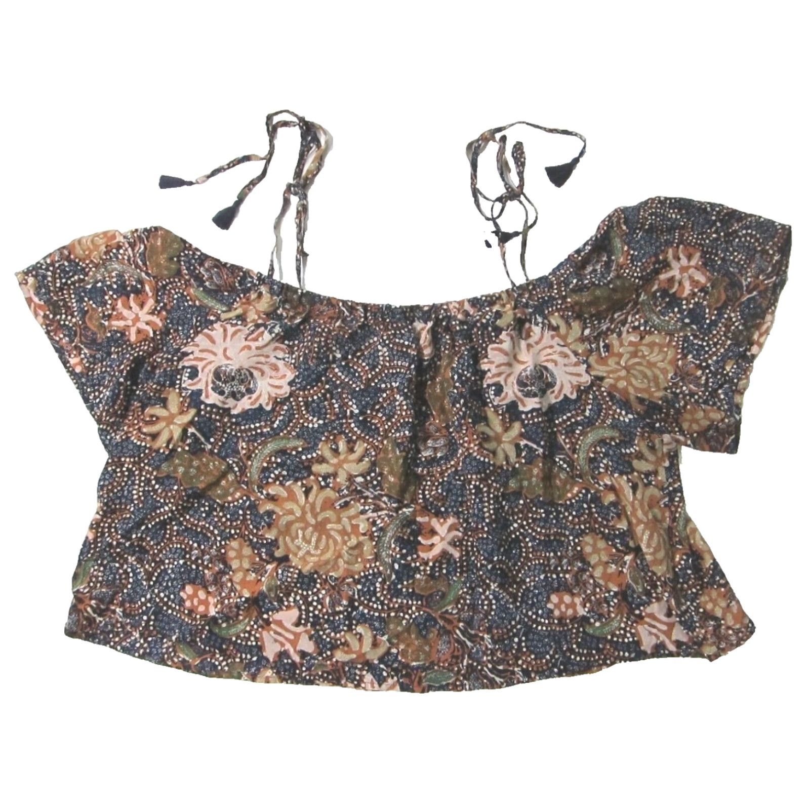 Madewell Madewell 100% Rayon Floral Blue Brown Crop Tunic Top Peasant Blouse XL Women Shirt Blouse Floral Crop Tunic Top XL Pink? Size XL / US 12-14 / IT 48-50 - 2 Thumbnail