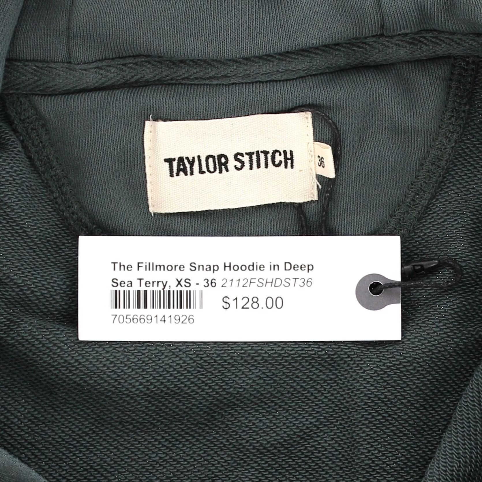 Taylor Stitch Taylor Stitch Hoodie, Men's The Fillmore Snap Hoodie In Deep Sea Terry XS Dark Green - Hoodie, Men, XS Size US XS / EU 42 / 0 - 4 Thumbnail