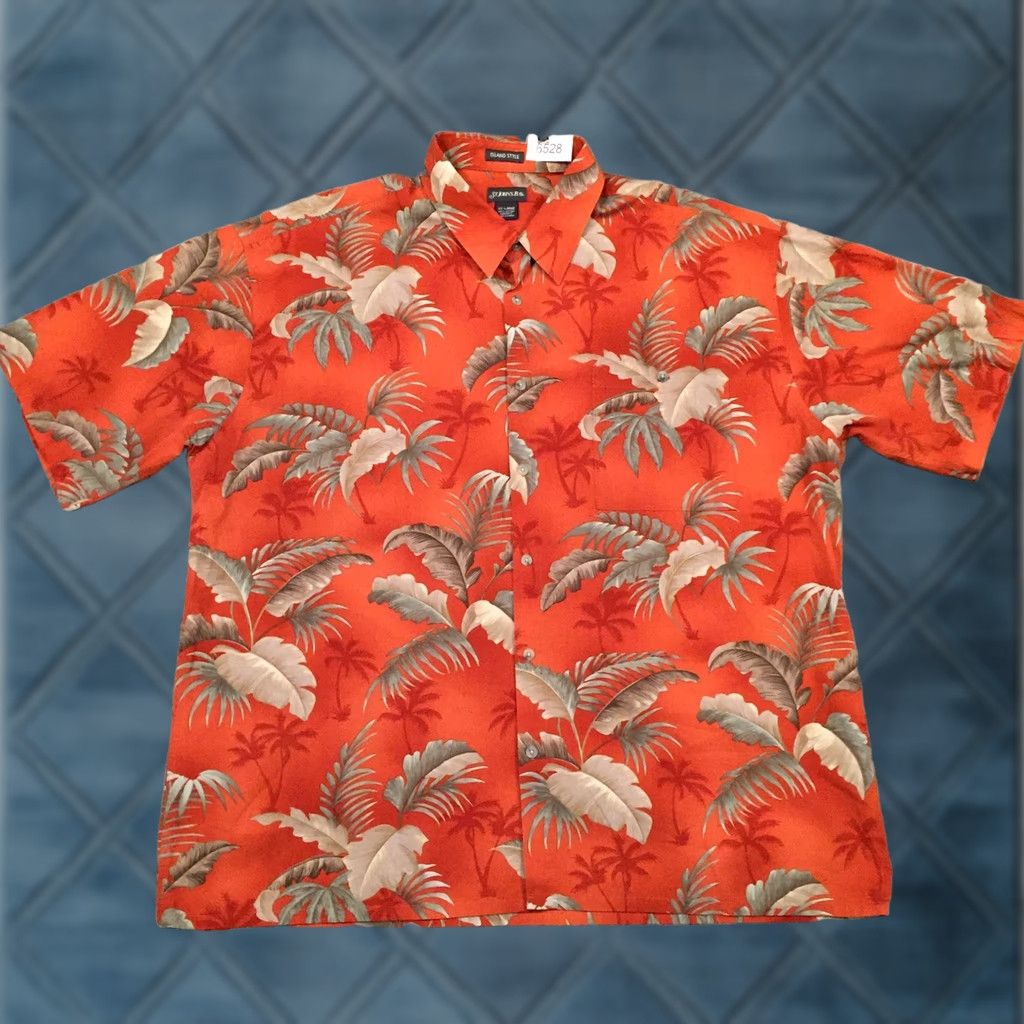 Vintage St. John's Bay Shirt Mens XXL Orange Floral Island Short Sleeve Button Up Size US XXL / EU 58 / 5 - 1 Thumbnail