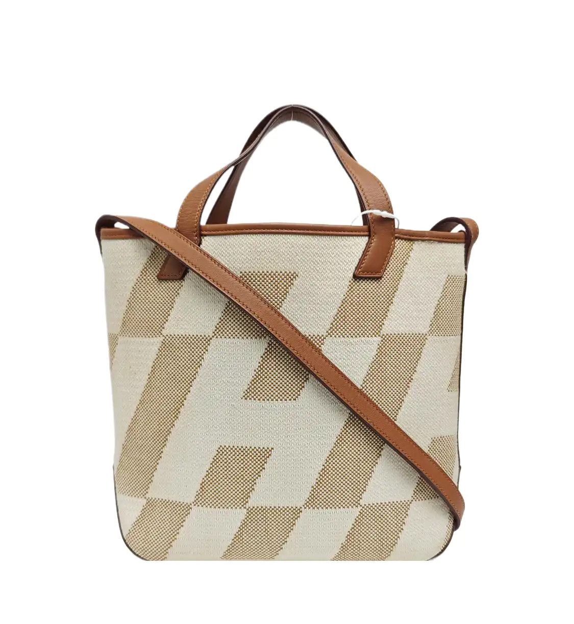 Hermes Hermes Cabas H En Biais Vanilla canvas jacquard shoulder bag handbag Z Size ONE SIZE - 1 Thumbnail