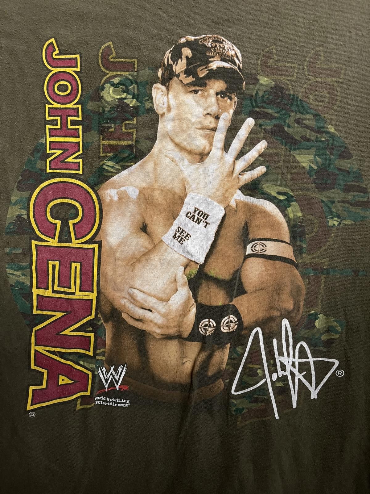 Designer Y2K John Cena WWE T-shirt - You Can't See Me Military Green Size US L / EU 52-54 / 3 - 2 Thumbnail